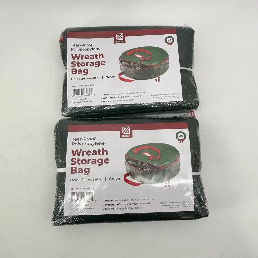 (2) Zober Wreath Storage Bag Holds 24